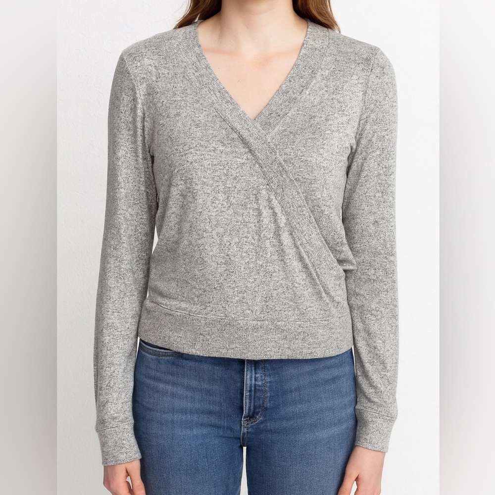 J. Crew Women’s Long Sleeve V-Neck Faux Wrap Surplice Blouse Size Small